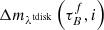 $ \Delta m_{\lambda^{\mathrm{tdisk}}}\left(\tau_{B}^{f},i\right) $