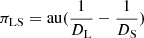 $ \pi_{\mathrm{LS}} = \mathrm{au} (\frac{1}{D_{\mathrm{L}}} - \frac{1}{D_{\mathrm{S}}}) $