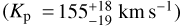 $\left({{K_{\rm{p}}} = 155_{- 19}^{+ 18}\,{\rm{km}}\,{{\rm{s}}^{- 1}}} \right)$