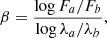 $$ \begin{aligned} \beta = \frac{\log F_a/F_b}{\log \lambda _a/\lambda _b}, \end{aligned} $$