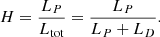 $$ \begin{aligned} H = \frac{L_P}{L_{\rm tot}} = \frac{L_P}{L_P+L_D}. \end{aligned} $$