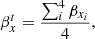 $$ \begin{aligned} \beta _x^t=\frac{\sum _i^4 \beta _{x_i}}{4}, \end{aligned} $$