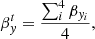 $$ \begin{aligned} \beta _{ y}^t=\frac{\sum _i^4 \beta _{{ y}_i}}{4}, \end{aligned} $$