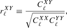 $$ \begin{aligned} r_\ell ^{XY} \equiv \frac{C^{XY}_\ell }{\sqrt{C^{XX}_\ell C^{YY}_\ell }}, \end{aligned} $$