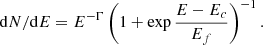 $$ \begin{aligned} \mathrm{d}N/\mathrm{d}E = E^{-\Gamma }\left(1+\exp {\frac{E-E_c}{E_f}}\right)^{-1}. \end{aligned} $$