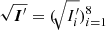 $ \sqrt{{\boldsymbol{I}}^\prime} = (\!\sqrt{{I^\prime_i}})_{i=1}^8 $