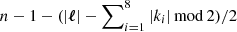 $ n - 1 - (|\boldsymbol{\ell}| - \sum\nolimits_{i=1}^8 |k_i|\,\mathrm{mod}\,{2})/2 $