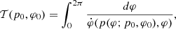 $$ \begin{aligned} \mathcal{T} (p_0, \varphi _0) = \int _0^{2\pi } \frac{d\varphi }{\dot{\varphi }(p(\varphi ; p_0, \varphi _0), \varphi )}, \end{aligned} $$