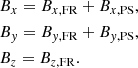 $$ \begin{aligned} \begin{aligned}&B_x=B_{x,\mathrm{FR} }+B_{x,\mathrm{PS} } ,\nonumber \\&B_{ y}=B_{{ y},\mathrm{FR} }+B_{{ y},\mathrm{PS} } , \nonumber \\&B_z=B_{z,\mathrm{FR} }.\nonumber \end{aligned} \end{aligned} $$