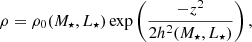 $$ \begin{aligned} \rho =\rho _0(M_\star , L_\star )\exp \left(\frac{-z^2}{2h^2(M_\star , L_\star )}\right) , \end{aligned} $$