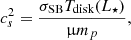 $$ \begin{aligned} c_s^2= \frac{\sigma _{\text{SB}} T_{\text{disk}} (L_\star )}{\upmu m_p}, \end{aligned} $$