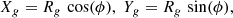 $$ \begin{aligned} X_g = R_g \, \cos (\phi ), \; Y_g = R_g \, \sin (\phi ), \end{aligned} $$
