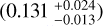 $\left( {0.131_{ - 0.013}^{ + 0.024}} \right)$
