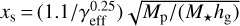 ${x_s} = \left({1.1/\gamma_{{\rm{eff}}}^{0.25}} \right)\sqrt {{M_p}/\left({{M_*}{h_{\rm{g}}}} \right)} $