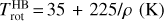 $T_{{\rm{rot}}}^{{\rm{HB}}} = 35 + {{225} \mathord{\left/ {\vphantom {{225} \rho }} \right. \kern-\nulldelimiterspace} \rho }\left( {\rm{K}} \right)$