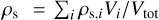 ${\rho _{\rm{s}}} = {\sum\nolimits_i \rho _{{\rm{s}},i}}{V_i}/{V_{{\rm{tot}}}}$