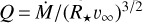 $Q = \dot M/{\left( {{R_*}{\upsilon _\infty }} \right)^{3/2}}$