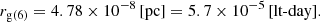 $$ \begin{aligned} r_{\mathrm{g(6)} } = 4.78 \times 10^{-8}\,\mathrm{[pc]} = 5.7 \times 10^{-5}\,\text{[lt-day]}. \end{aligned} $$