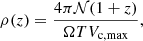 Mathematical equation: $$ \begin{aligned} \rho (z)=\frac{4\pi \mathcal{N} (1+z)}{\Omega TV_{\rm c,max}}, \end{aligned} $$
