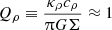 $$ \begin{aligned} Q_\rho \equiv \frac{\kappa _\rho c_\rho }{\uppi G \Sigma } \approx 1 \end{aligned} $$