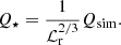 $$ \begin{aligned} Q_\star = \frac{1}{{\mathcal{L} }_{\rm r}^{2/3}}Q_{\rm sim}. \end{aligned} $$