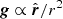 $ {\boldsymbol{g}} \propto \hat{\boldsymbol{r}}/r^{2} $