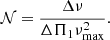 $$ \begin{aligned} \mathcal{N} = \frac{\Delta \nu }{\Delta \Pi _{1} \nu ^{2}_{\rm max}}. \end{aligned} $$