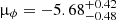 $ \upmu_{\phi} = -5.68^{+0.42}_{-0.48} $