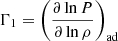 $ \Gamma_1=\left(\frac{\partial \ln P}{\partial \ln\rho}\right)_{\mathrm{ad}} $
