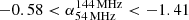 $ -0.58 < \alpha_{54\,\rm MHz}^{144\,\rm MHz} < -1.41 $