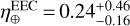 $\eta _ \oplus ^{{\rm{EEC}}} = 0.24_{ - 1.16}^{ + 0.46}$