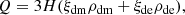 $$ \begin{aligned} Q=3H (\xi _{\rm dm} \rho _{\rm dm}+ \xi _{\rm de}\rho _{\rm de}), \end{aligned} $$