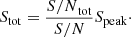 $$ \begin{aligned} S_{\rm tot}=\frac{{S/N}_{\rm tot}}{{S/N}}S_{\rm peak}\cdot \end{aligned} $$