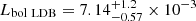 $ L_{\mathrm{bol\ LDB}}=7.14^{+1.2}_{-0.57}\times 10^{-3} $