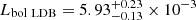 $ L_{\mathrm{bol\ LDB}}=5.93^{+0.23}_{-0.13}\times 10^{-3} $