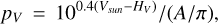 ${p_V} = {{{{10}^{0.4\left( {{V_{sun}} - {H_V}} \right)}}} \mathord{\left/ {\vphantom {{{{10}^{0.4\left( {{V_{sun}} - {H_V}} \right)}}} {\left( {{A \mathord{\left/ {\vphantom {A \pi }} \right. \kern-\nulldelimiterspace} \pi }} \right),}}} \right. \kern-\nulldelimiterspace} {\left( {{A \mathord{\left/ {\vphantom {A \pi }} \right. \kern-\nulldelimiterspace} \pi }} \right),}}$