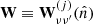 $ \mathbf{W}\equiv\mathbf{W}^{(j)}_{\nu \nu^\prime}(\hat{n}) $