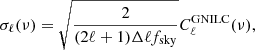 $$ \begin{aligned} \sigma _\ell (\nu ) = \sqrt{ \frac{2}{ (2\ell +1)\Delta \ell f_{\mathrm{sky} } }} C_\ell ^{\mathrm{GNILC} }(\nu ), \end{aligned} $$