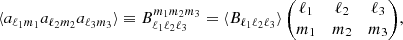 $$ \begin{aligned} \langle a_{\ell _{1}m_{1}} a_{\ell _{2}m_{2}} a_{\ell _{3}m_{3}} \rangle \equiv B_{\ell _{1}\ell _{2} \ell _{3}}^{m_{1} m_{2} m_{3}} = \langle B_{\ell _{1}\ell _{2} \ell _{3}} \rangle \, \Bigg (\begin{matrix} \ell _{1}&\ell _{2}&\ell _{3} \\ m_{1}&m_{2}&m_{3} \end{matrix}\Bigg ), \end{aligned} $$