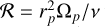${\cal R} = {{r_{\rm{p}}^2{{\rm{\Omega }}_p}} \mathord{\left/ {\vphantom {{r_{\rm{p}}^2{{\rm{\Omega }}_p}} v}} \right. \kern-\nulldelimiterspace} v}$