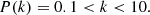 $$ \begin{aligned} P(k) = 0.1 < k < 10. \end{aligned} $$