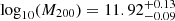 $ \mathrm{log}_{10}(M_{200}) = 11.92^{+0.13}_{-0.09} $