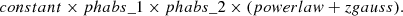 $$ \begin{aligned} constant \times phabs\_1 \times phabs\_2 \times (powerlaw +zgauss ). \end{aligned} $$