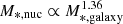 $ M_{\mathrm{*,nuc}} \propto M_{\mathrm{*,galaxy}}^{1.36} $