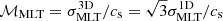$ \mathcal{M}_{\mathrm{MLT}} = \sigma^{\mathrm{3D}}_{\mathrm{MLT}}/c_{\mathrm{s}} = \sqrt{3}\sigma^{\mathrm{1D}}_{\mathrm{MLT}}/c_{\mathrm{s}} $