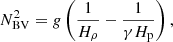 $$ \begin{aligned}&N_{\rm BV}^2 = g\left( \frac{1}{H_{\rho }} - \frac{1}{\gamma H_{\rm p}}\right), \end{aligned} $$