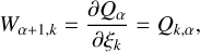 $ {W_{\epsilon + 1,k}} = {{\partial {Q_\epsilon }} \over {\partial {\xi _k}}} = {Q_{k,\epsilon }}, $