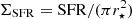 $ \Sigma_{\rm SFR} = {\rm SFR}/(\pi r_{\star}^2) $