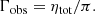 $$ \begin{aligned} \Gamma _\text{obs} = \eta _\text{tot} / \pi . \end{aligned} $$