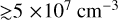 $ \mathbin{\lower.3ex\hbox{$\buildrel&gt;\over {\smash{\scriptstyle\sim}\vphantom{_x}}$}} 5 \times {10^7}{\rm{c}}{{\rm{m}}^{ - 3}}$